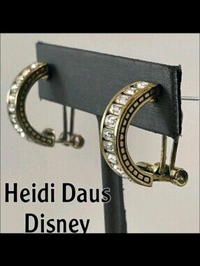 Heidi Daus Gold DESIGNER Earrings For Disney. Gorgeous Crysal Hoops